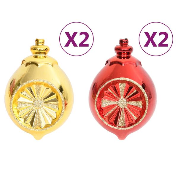 vidaXL 108 Piece Christmas Bauble Set Gold and Red