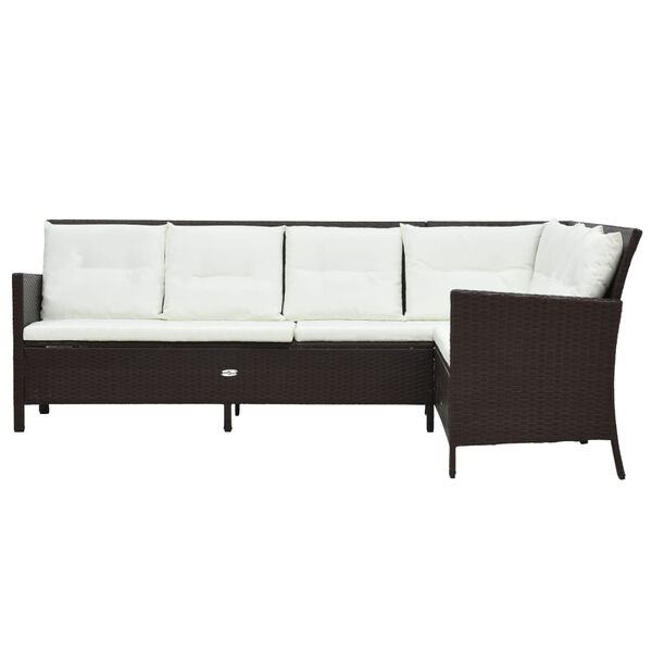 vidaXL 3 Piece Garden Lounge Set with Cushions Poly Rattan Brown