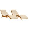 vidaXL Sun lounger 2 pcs Solid Acacia Wood Beige
