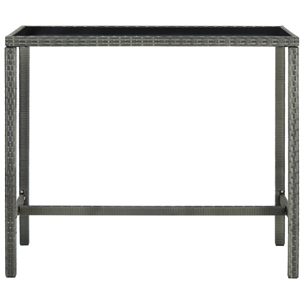 vidaXL 7 Piece Garden Bar Set with Cushions Poly Rattan Grey