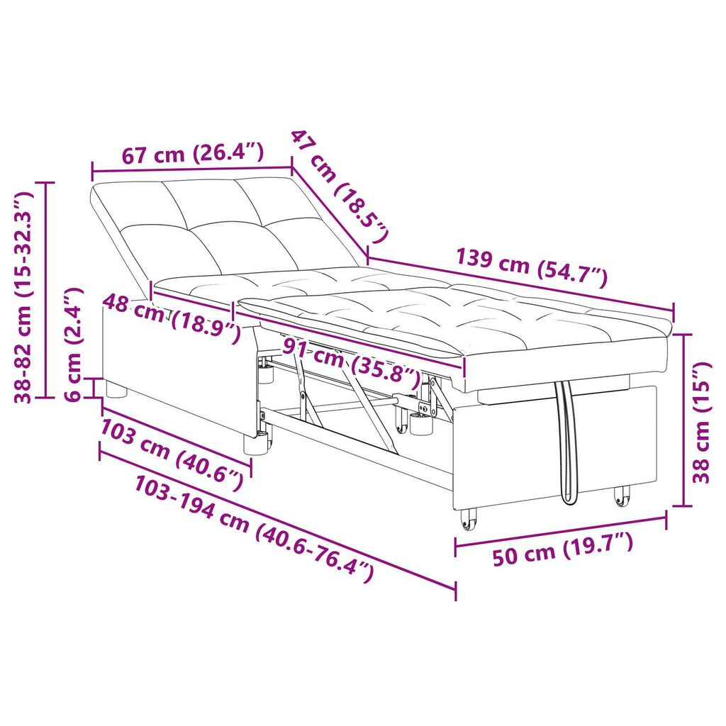 vidaXL Sofa Bed 3-in-1 Pull-Out Design Dark Grey Velvet