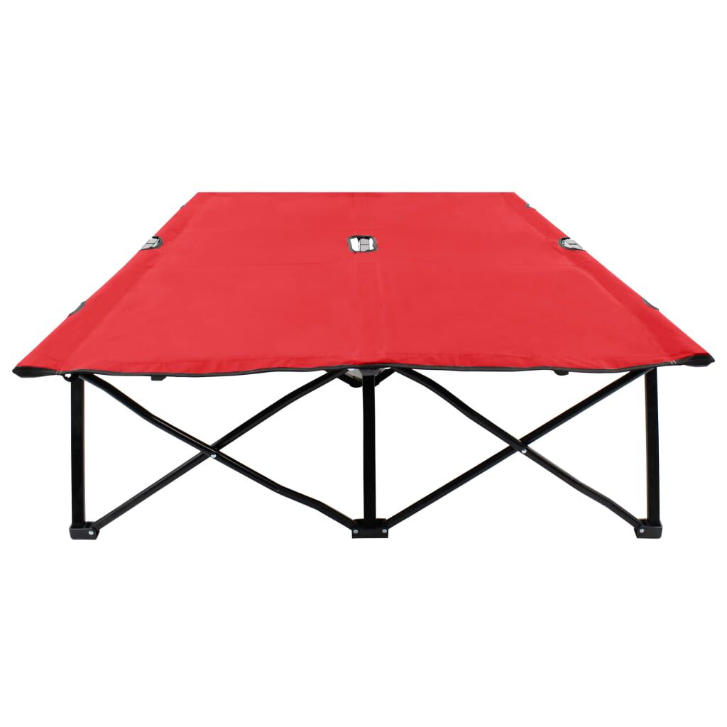 vidaXL Two Person Folding Sun Lounger Red Steel