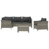 vidaXL 6 Piece Garden Lounge Set with Cushions Grey Poly Rattan