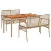 vidaXL 3 Piece Garden Dining Set with Cushions Beige Poly Rattan