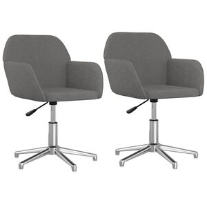 vidaXL Swivel Dining Chairs 2 pcs Light Grey Fabric