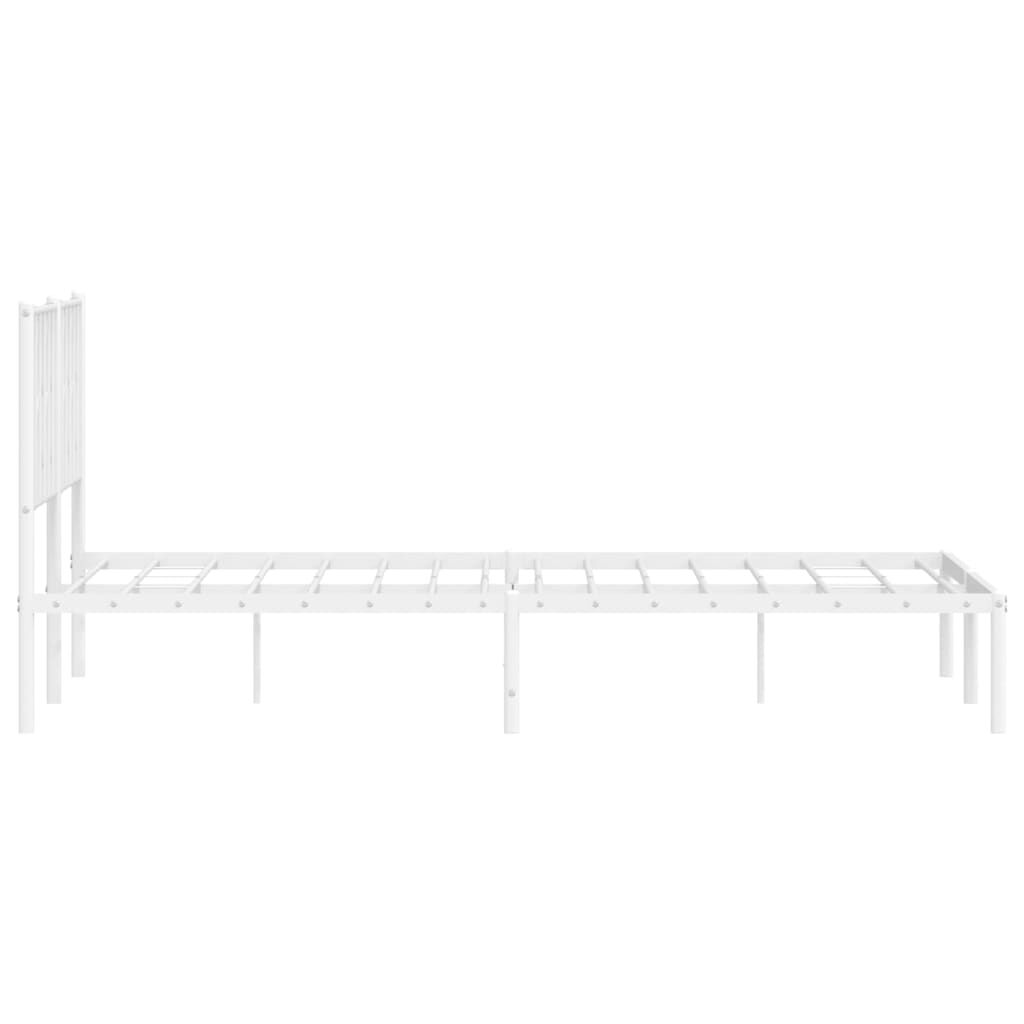 vidaXL Metal Bed Frame without Mattress with Headboard White 150x200cm