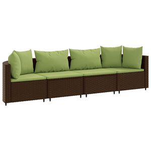 vidaXL 4 Piece Garden Sofa Set with Cushions Brown Poly Rattan