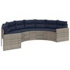 vidaXL Garden Sofa with Cushions Half-Round Grey Poly Rattan