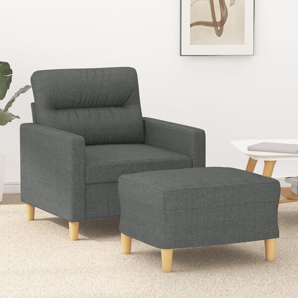 vidaXL Sofa Chair with Footstool Dark Grey 60 cm Fabric