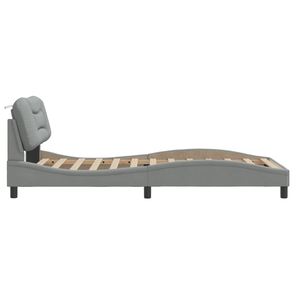 vidaXL Bed Frame without Mattress Light Grey 100x203 cm Fabric