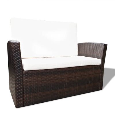 vidaXL 4 Piece Garden lounge set with Cushions Poly Rattan Brown