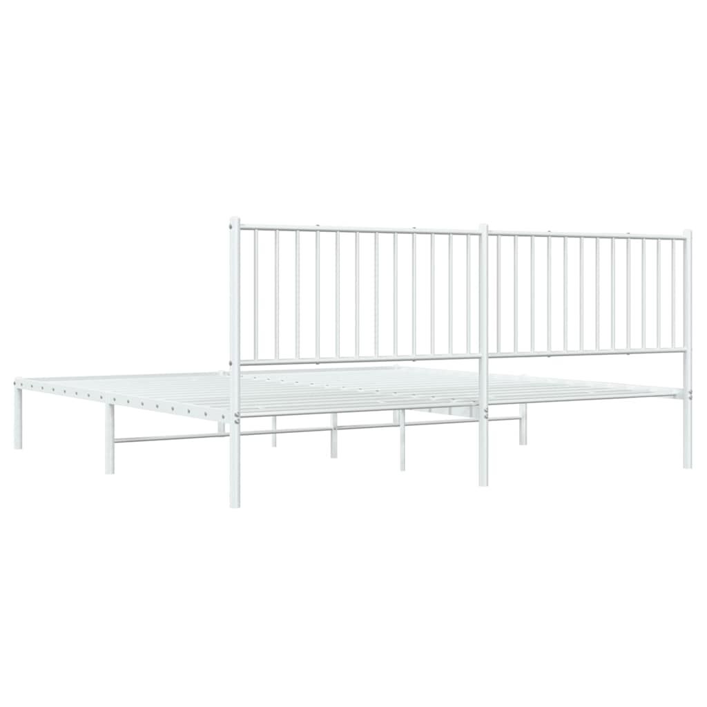 vidaXL Metal Bed Frame without Mattress with Headboard White 193x203cm