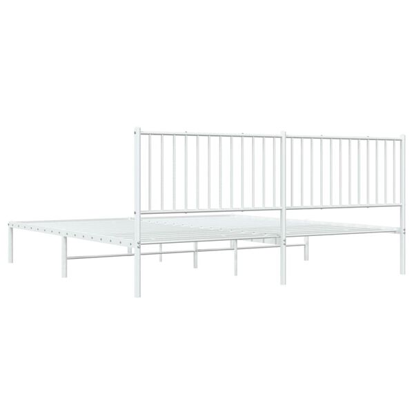 vidaXL Metal Bed Frame without Mattress with Headboard White 193x203cm