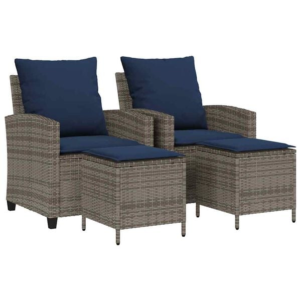 vidaXL 4 Piece Garden Sofa Set with Cushions Grey Poly Rattan