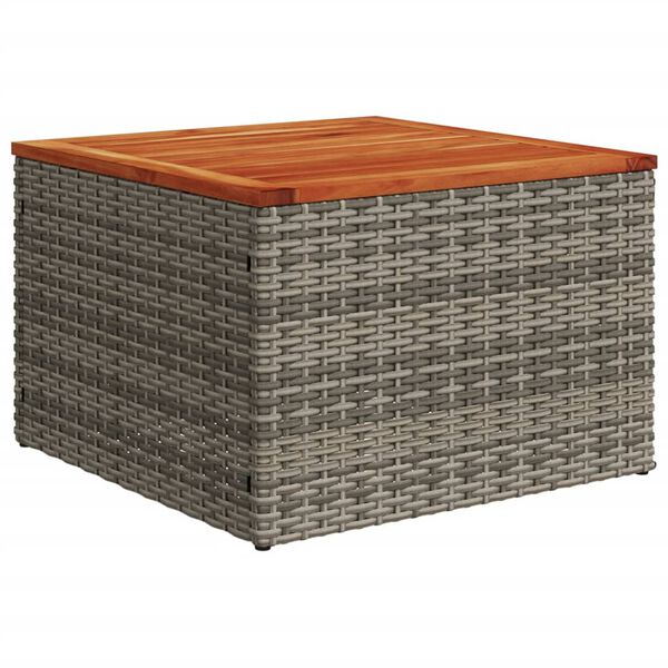 vidaXL Garden Table Grey 55x55x37 cm Poly Rattan and Acacia Wood