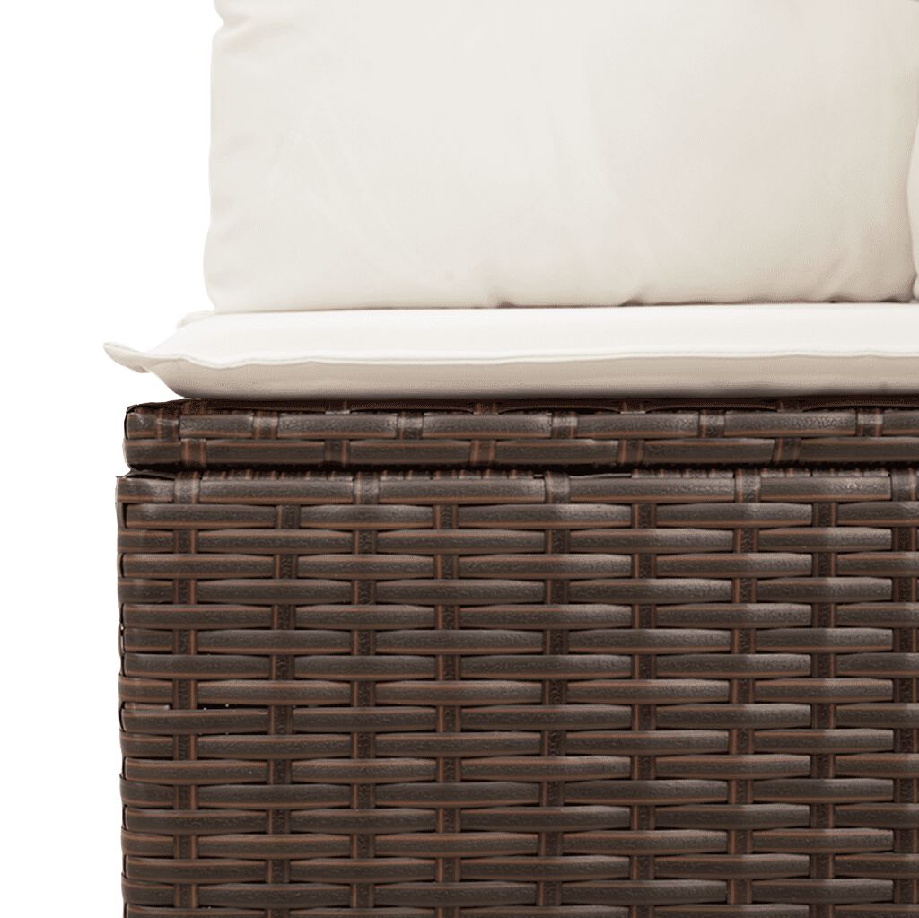 vidaXL 10 Piece Garden Sofa Set with Cushions Brown Poly Rattan