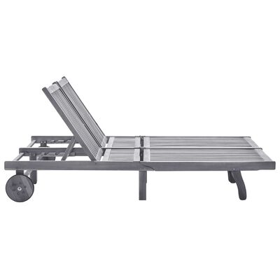 vidaXL 2-Person Garden Sun Lounger with Cushion Grey Solid Acacia Wood