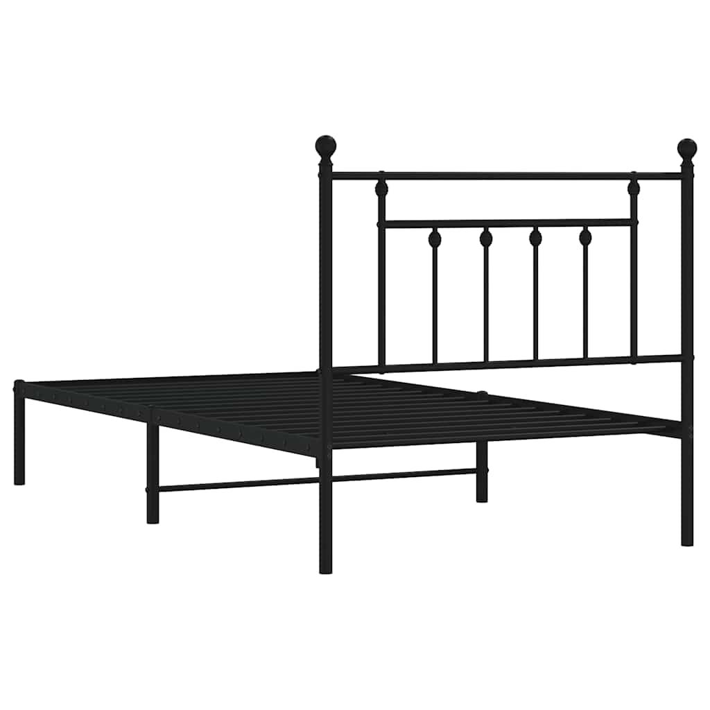 vidaXL Metal Bed Frame without Mattress with Headboard Black 100x190cm