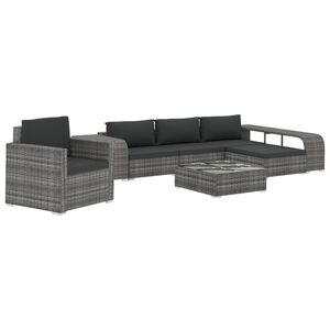 vidaXL 8 Piece Garden Lounge Set with Cushions Poly Rattan Grey