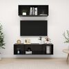 vidaXL 2 Piece TV Cabinet Set High Gloss Black Engineered Wood