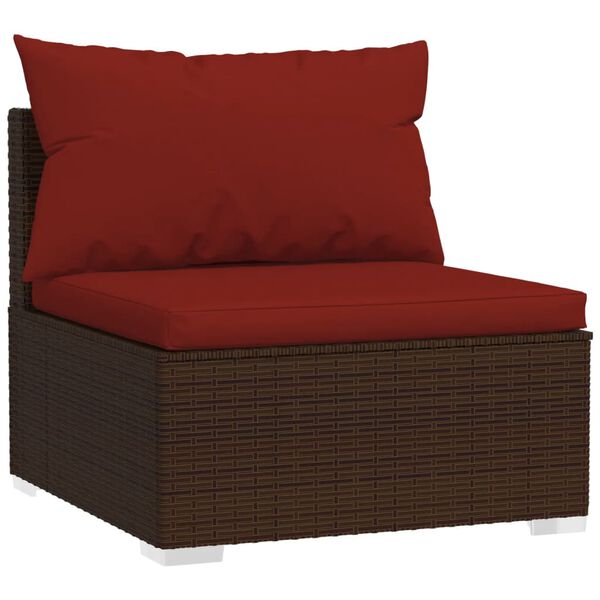 vidaXL 13 Piece Garden Lounge Set with Cushions Poly Rattan Brown