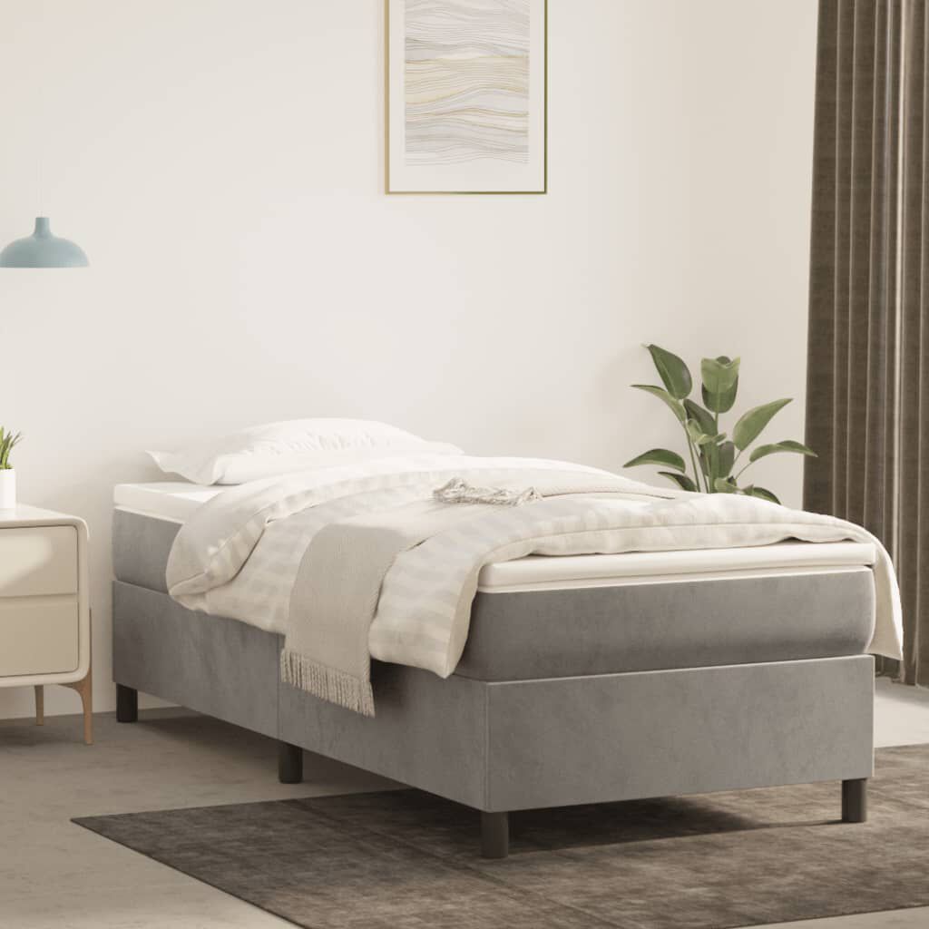 vidaXL Bed Frame without Mattress Light Grey Twin XL Velvet (US Only)