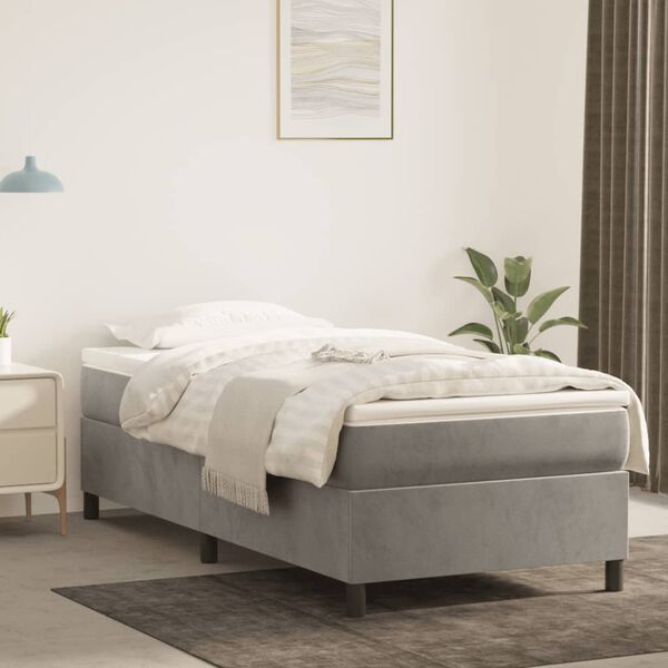 vidaXL Bed Frame without Mattress Light Grey Twin XL Velvet (US Only)