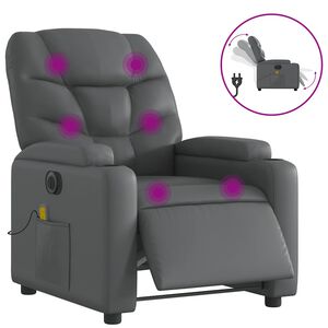 vidaXL Electric Massage Recliner Chair Grey Faux Leather
