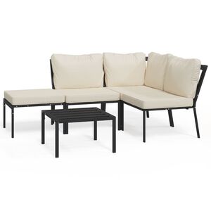 vidaXL 5 Piece Garden Lounge Set with Sand Cushions Steel