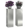 vidaXL Plant Stands 2 pcs Silver 24 x 24 x 75 cm Galvanised steel