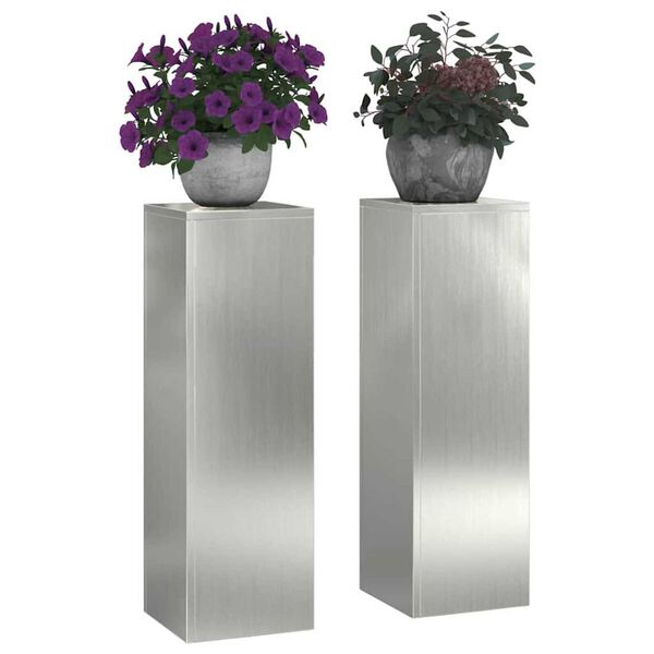 vidaXL Plant Stands 2 pcs Silver 24 x 24 x 75 cm Galvanised steel