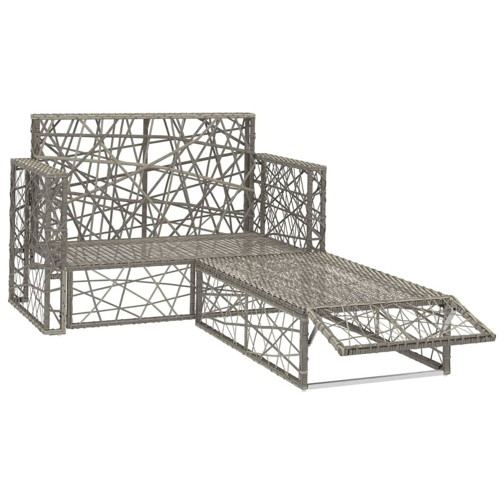 vidaXL 2 Piece Garden Lounge Set with Cushions Poly Rattan Grey