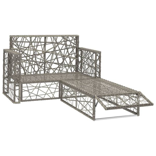 vidaXL 2 Piece Garden Lounge Set with Cushions Poly Rattan Grey