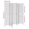 vidaXL Room Divider&nbsp;5 Panels White Solid Wood Paulownia