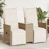 vidaXL Reclining Garden Sofa 2-Seater with Table Beige Poly Rattan