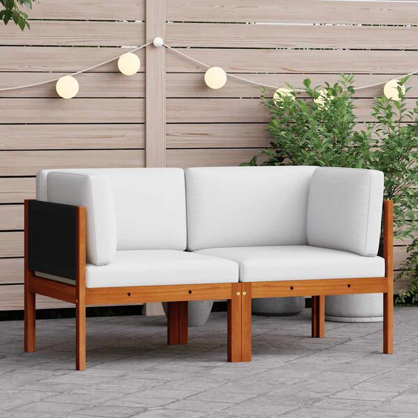 vidaXL Garden Corner Sofas 2 pcs with Cushions Wood Acacia&Rope