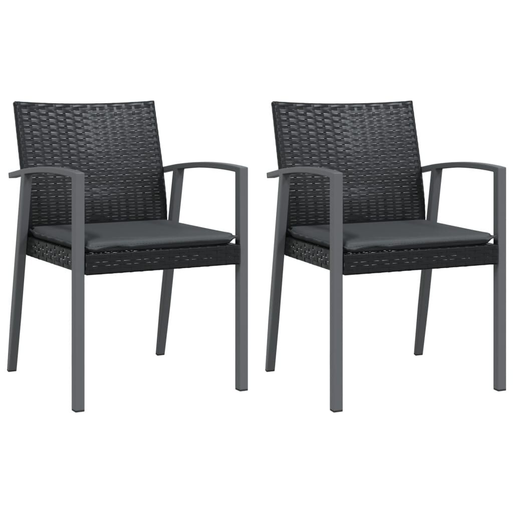 vidaXL 3 Piece Garden Dining Set with Cushions Poly Rattan and Steel