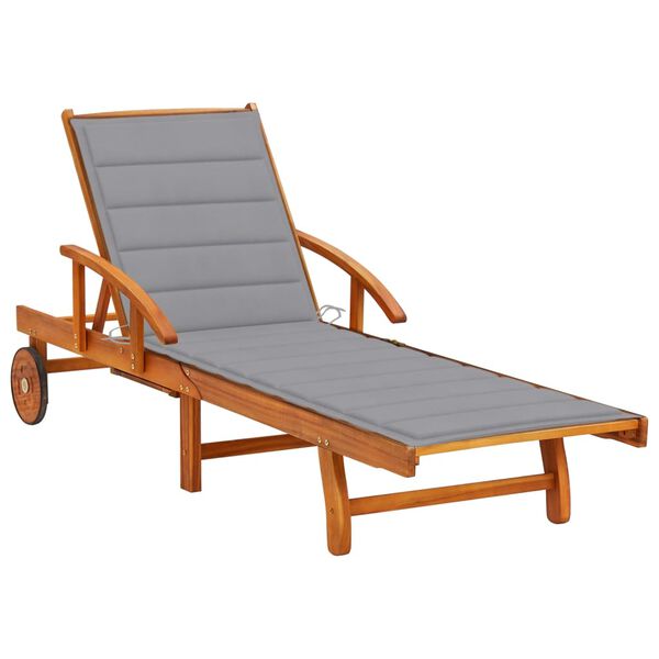 vidaXL Garden Sun Lounger with Cushion Solid Wood Acacia