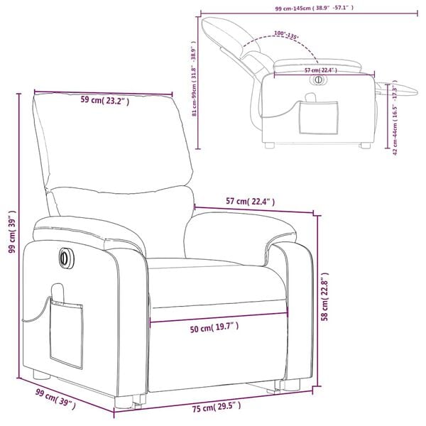 vidaXL Electric Stand up Massage Recliner Chair Cream Faux Leather
