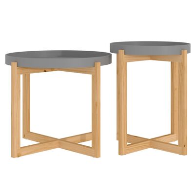 vidaXL Coffee Tables 2 pcs Grey Engineered Wood and Solid Wood Pine