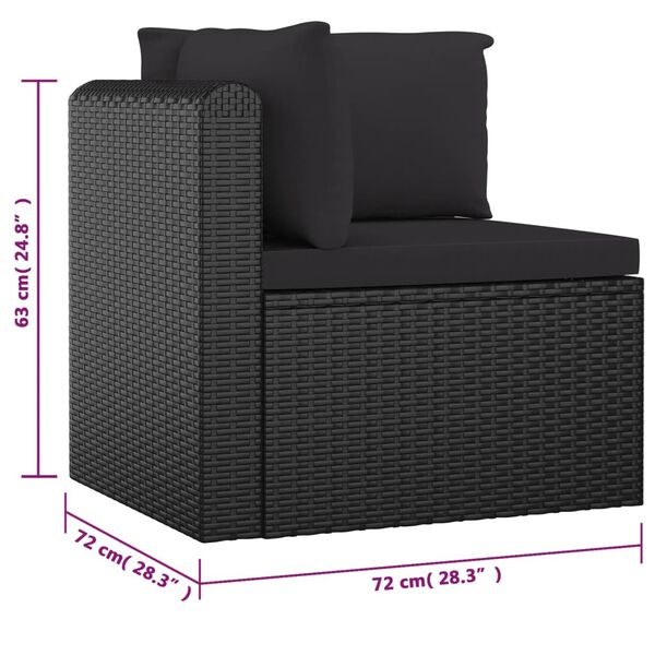 vidaXL 9 Piece Garden Lounge Set with Cushions Poly Rattan Black