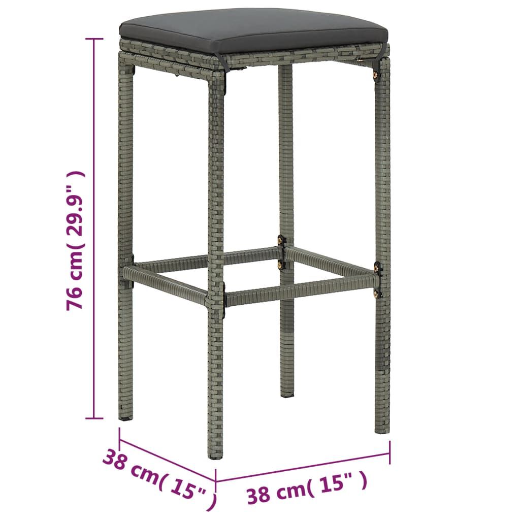 vidaXL 5 Piece Garden Bar Set with Cushions Poly Rattan Grey