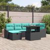 vidaXL Garden Sofa Set with Cushion 7 pcs Black Poly rattan