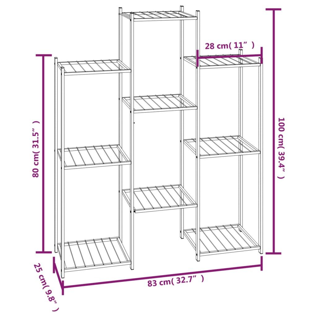 vidaXL Flower Stand 83x25x100 cm Black Iron