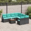 vidaXL Garden Sofa Set 9 pcs Black and turquoise