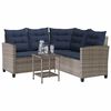 vidaXL Garden Sofa with Table&Cushions L-shaped Grey Poly Rattan