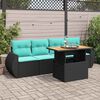 vidaXL 5 Piece Garden Sofa Set with Cushions Black Poly Rattan