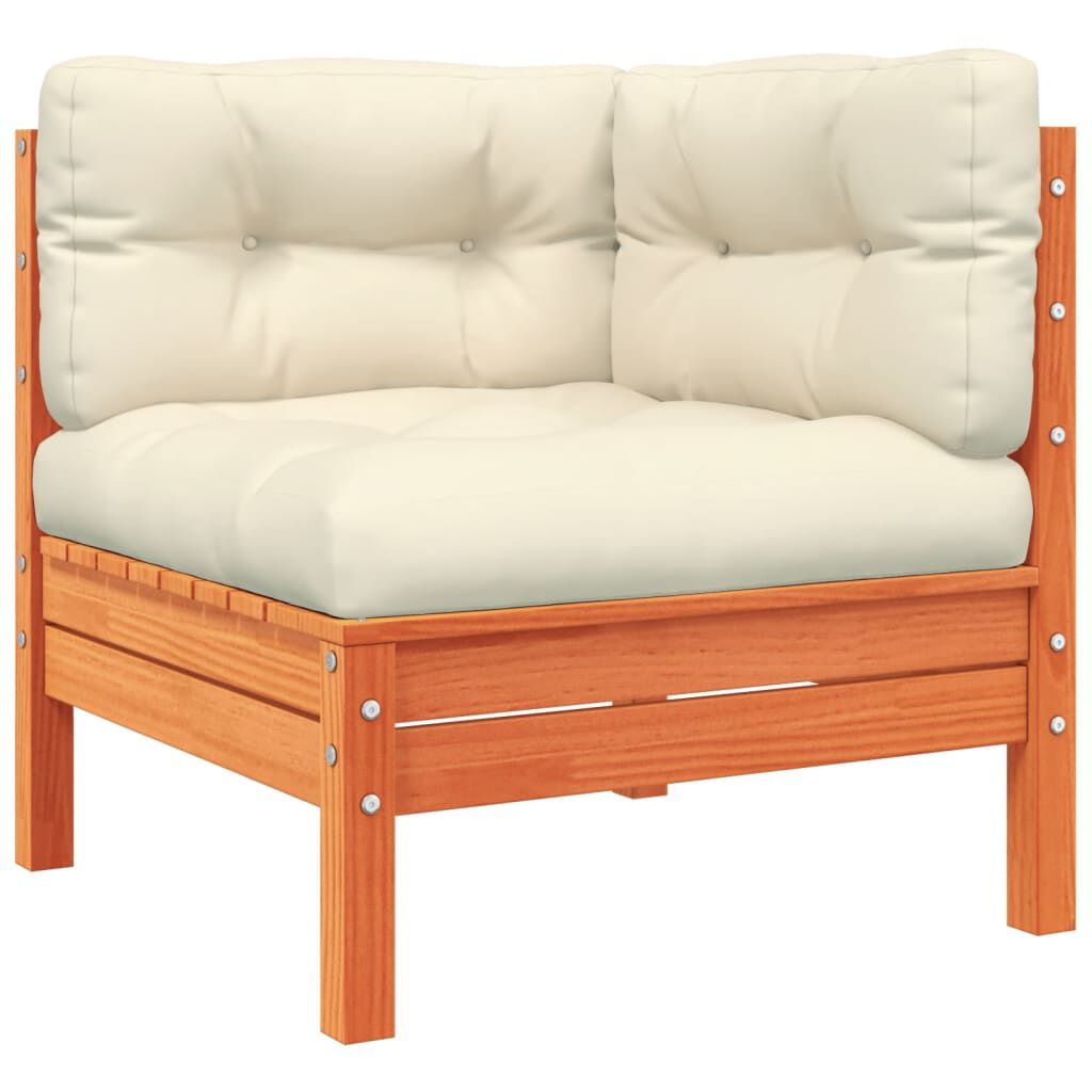 vidaXL 6 Piece Garden Sofa Set with Cushions Wax Brown Solid Wood Pine