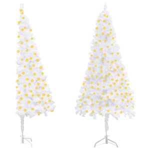 vidaXL Corner Artificial Pre-lit Christmas Tree White 180 cm PVC
