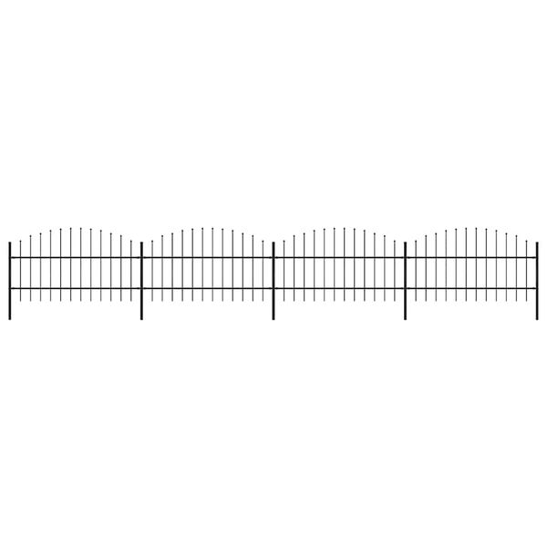 vidaXL Garden Fence with Spear Top Steel 714.5x100 cm Black